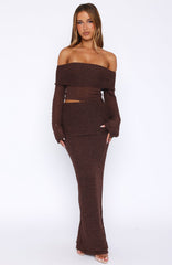 In Too Deep Knit Maxi Skirt Chocolate