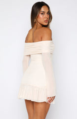 Dreaming Of Yesterday Long Sleeve Mini Dress Cream