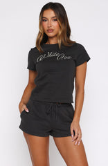 Lucky Thirteen Elsa Relaxed Baby Tee Charcoal