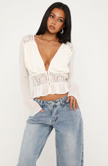 Forever Ready Long Sleeve Top Off White