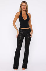 Moonlit Vows Beaded Pants Black