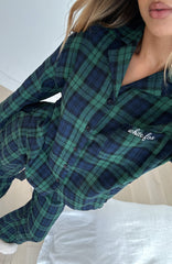 That Time Of Year Long Sleeve Pyjama Top Green/Navy