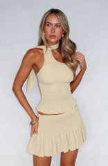 Break The Limits Shirred Mini Skirt Pistachio