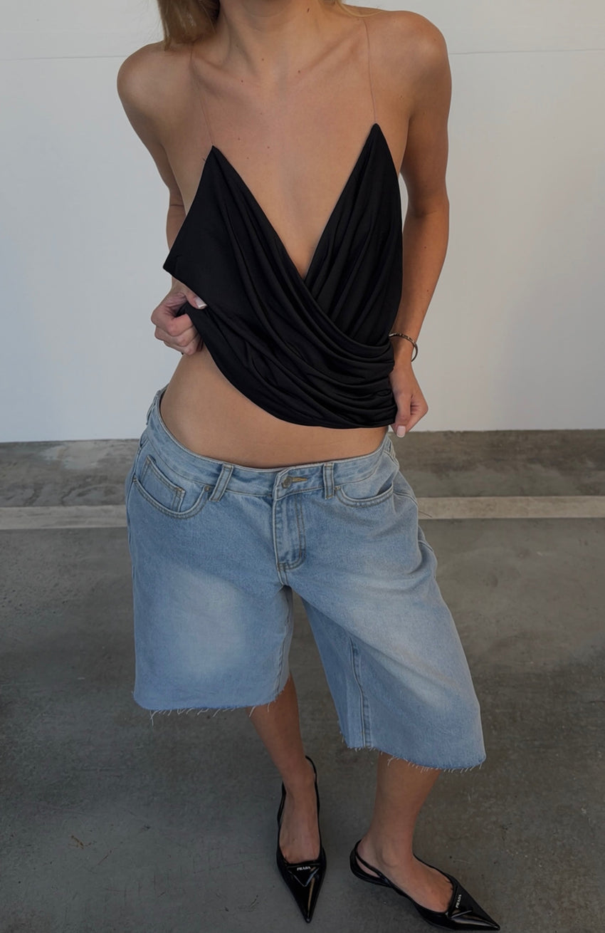 Divine On You Invisible Strap Top Black