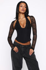Never Walk Alone Long Sleeve Bustier Black