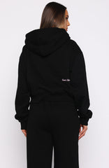 Club 14 Allie Boxy Zip Front Hoodie Black