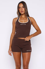 Doing My Best Ribbed Bike Shorts Chocolate