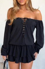 Let Me Long Sleeve Mini Dress Black