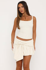 Seeing Eye To Eye Wrap Bubble Skort White/Beige Stripe