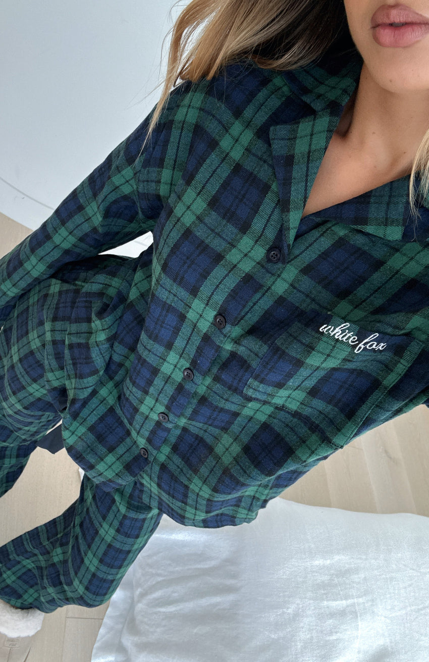 That Time Of Year Long Sleeve Pyjama Top Green/Navy