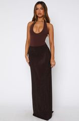 Prism Embellished Maxi Skirt Chocolate